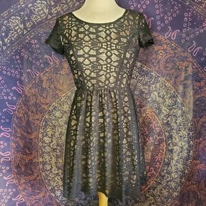 Speechless Black Lace Lined Short Sleeve Mini Dress Juniors Size 5